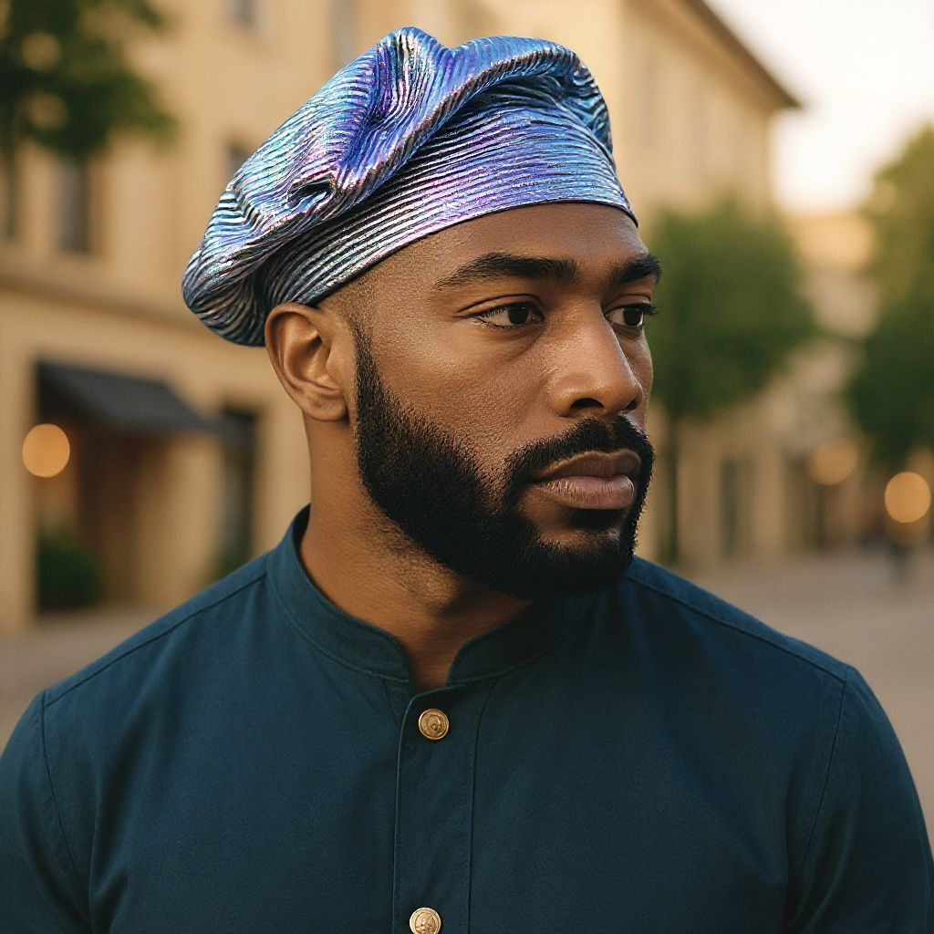 Royal-Blue Aso Oke Kufi Hat African clothing by Dupsie’s African Fashion