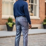 Shiny Royal-Blue and Silver Aso Oke African Suit Pants