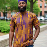 Dupsie's African Fashion unique Purple and Gold Kente top with intricate designs
