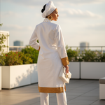 Stylish white head wrap included with the LaToya pantsuit set