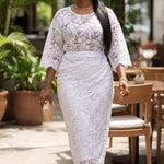 Timisayo All-White African Lace Wrap Skirt Set for Women | Nigerian Iron and Buba DPWLTWS51 by Dupsie's African Clothing