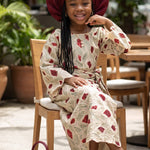 Toun Beige & Burgundy African Sequin Lace Iro and Buba Set for Girls DPMBLTWG by Dupsies