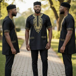 Black Dashiki Attire for Men – Embroidered Fashion for Cultural Events