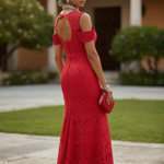Elegant Udozi Red Lace Dress Perfect for Weddings
