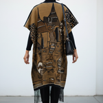 Unique African fashion kimono dress featuring rich colors and traditional motifs