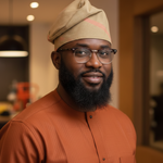 Muyiwa Tan and Orange Striped Aso Oke Hat for Men by Dupsie's