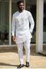 White Atiku striped Senator Dashiki ensemble for men
