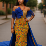 Women Kente Ghanaian African wedding Dress dupsies
