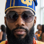Royal Blue and Gold African Aso Oke Fila Cap Hat for Men by Dupsie's African Fashion Nigerian Yoruba traditional African hat.