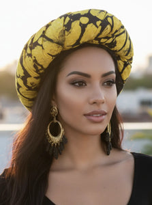 Arinade Yellow Black Gray Tie Dye African Print Hat – Cotton  display picture 3