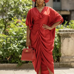 Zaynab red satin Abaya Caftan dress for women by Dupsie's African Fashion