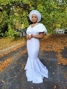 Blessing All-White African Lace Dress- DPXBAWD