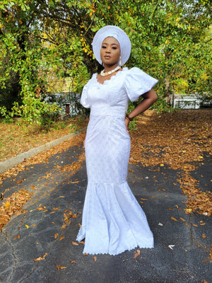 Blessing All-White African Lace Dress- DPXBAWD