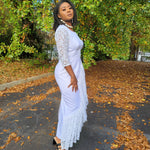 Ayabawa All White African Dress with Lace Trim - DP7020