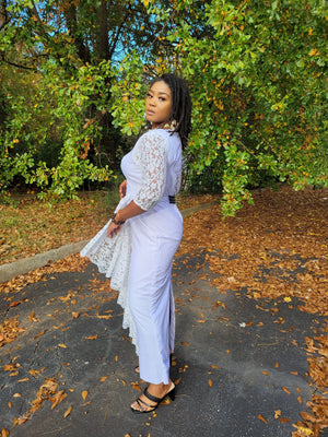 Ayabawa All White Dress with Lace Trim - DP7020 Ayabawa All White Dress with Lace Trim - DP7020