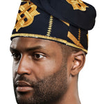 Black and Gold Embroidered African Hand woven Aso Oke Hat