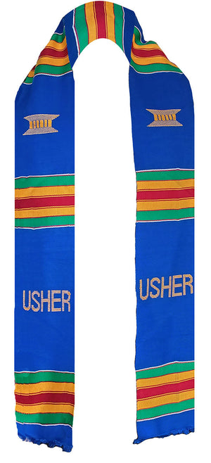 Blue USHER Kente Cloth Sash/Stole