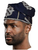 Navy-blue and Silver Embroidered African Hand woven Aso Oke Yoruba Hat