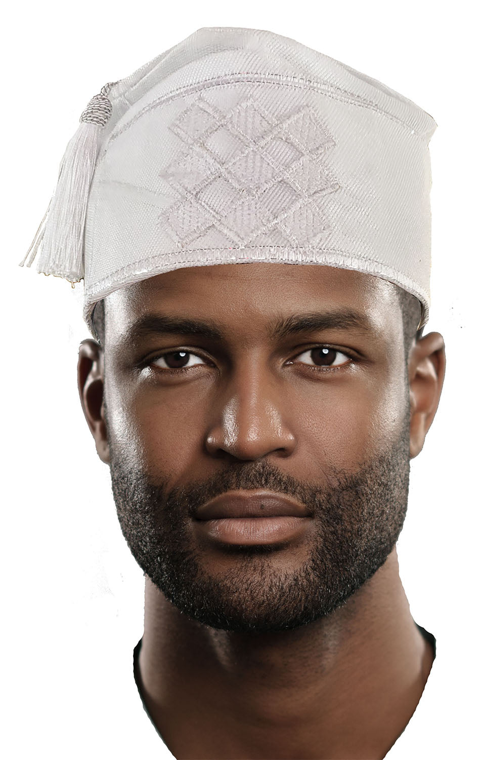White Embroidered African Hand woven Aso Oke Yoruba Hat