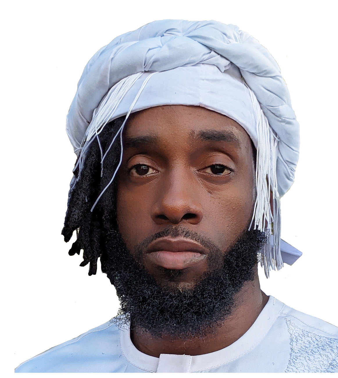 White African pre-tied Turban for Men with Fringe Trim - DPH3949PTF