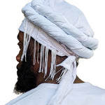 White African pre-tied Turban for Men with Fringe Trim - DPH3949PTF