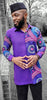 Purple African Print Button Down Shirt-DP3847M2
