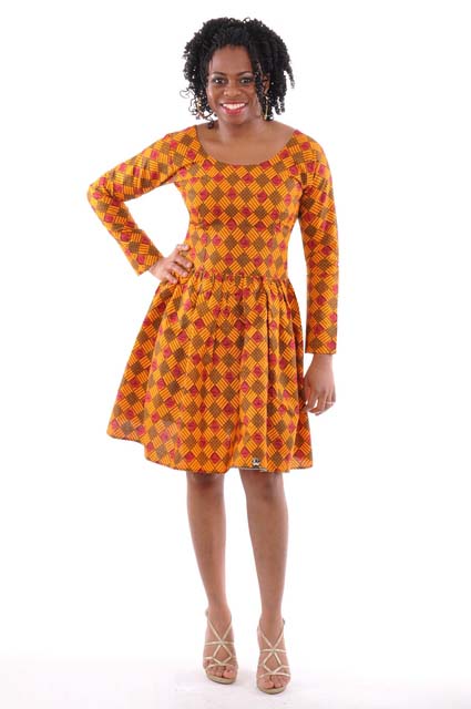 Orange African Print Dress-DP3040