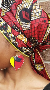 Yellow Red Black African print earrings-DPJ3766