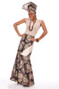 Tan and Brown African Print Flare Skirt