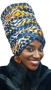 African Print Giga Pre-tied Head Wrap 