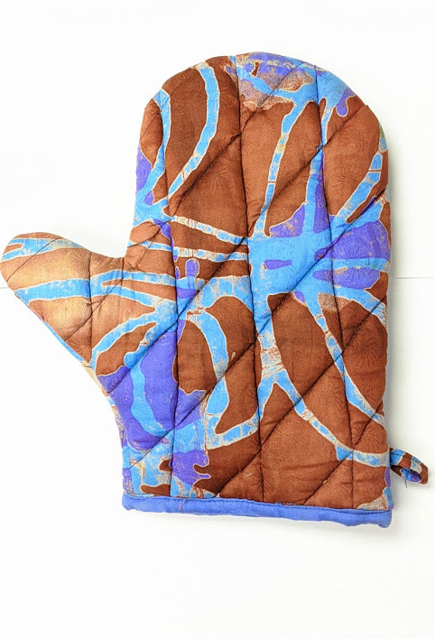 Blue Purple Brown African Tie Dye Mitten-DPKWMT01