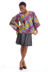 Causal African Print Top with Flare Sleeves-DP3232
