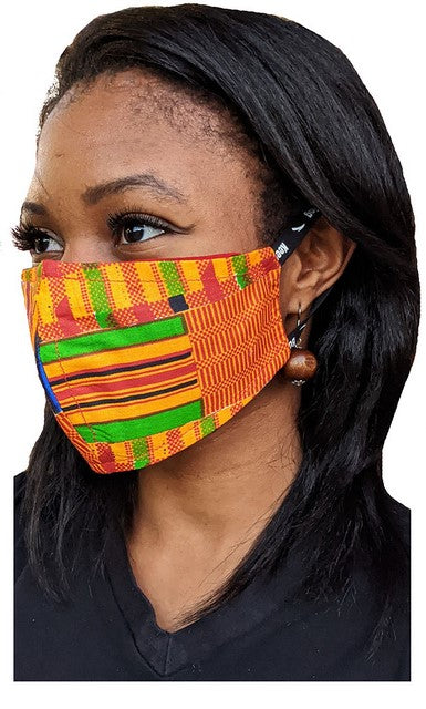 Cotton Kente African Print Reusable, Face Mask Cover