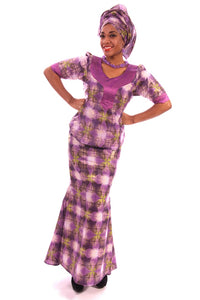 Purple African Print Skirt Set