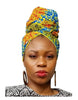 Blue, Gold and Red African Print Head wrap