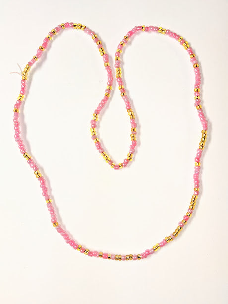 Pink stretchable African waist beads-DPWB301