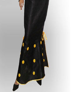 Form Fitting Black Brocade Skirt with Gold Embroidery