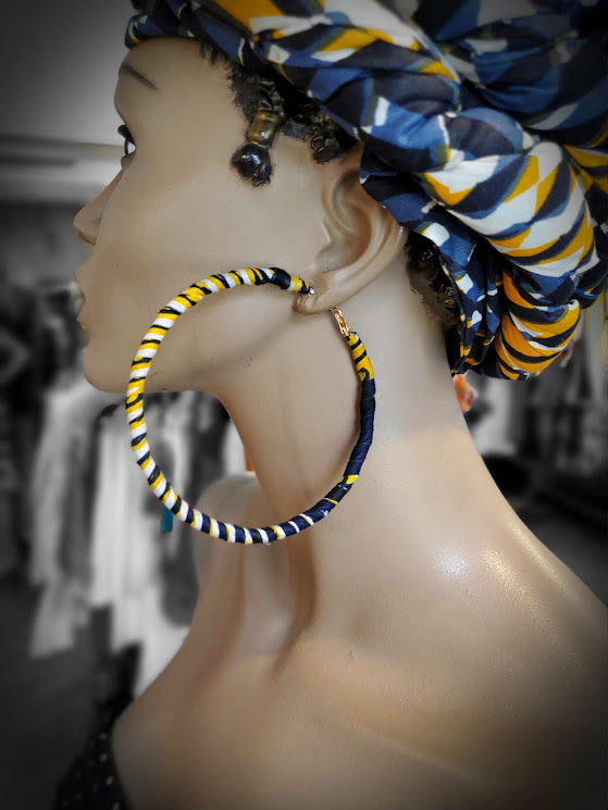 African Print Giga Hoop Earrings - DPHG100JL