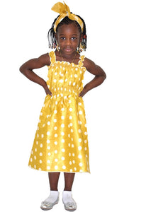 2pc Mustard African Print Smocked Dress for Girls