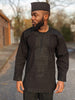 Nyeusi Black Embroidered African Dashiki Shirt-DP564MLS