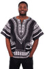 Black and White Traditional African Print Dashiki Shirt-DP3578M