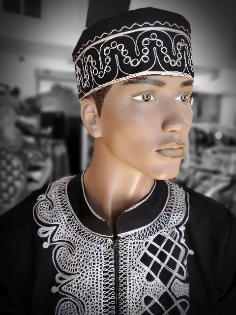Black Panther African Embroidered Kufi Hat - DPBLKP6H