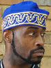 Royal Blue African Adebo Kufi Hat with Gold Embroidery-DPH3774