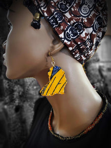 Orange and Blue African Print Earrings-DP3816ER8