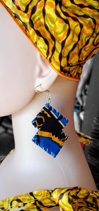 Blue and Orange African Print Earrings-DP3978ER3