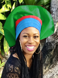 Blue Red Green African Aso Oke Gele Layered head wrap-DPABRGPT