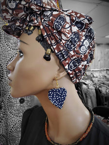 Blue and White African Print Earrings-DP3850ER1