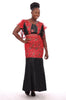 Red and Black African Embroidered Dress-DP3462