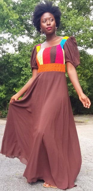 Dupsie's Exclusive Chiffon and African Lace Dress-DPX162