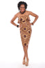 Brown African Print Sleeveless Dress-DP3038